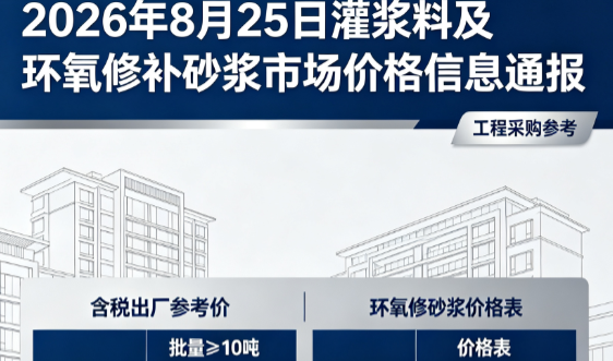 石景山2026年8月25日灌浆料及环氧修补砂浆市场价格信息通报